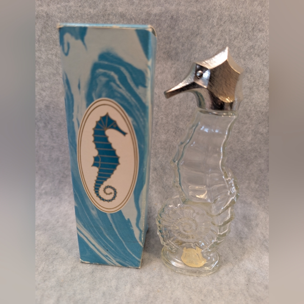 Vintage Avon Sea Horse Miniature EMPTY 1.5 fl oz sized Bottle & Box